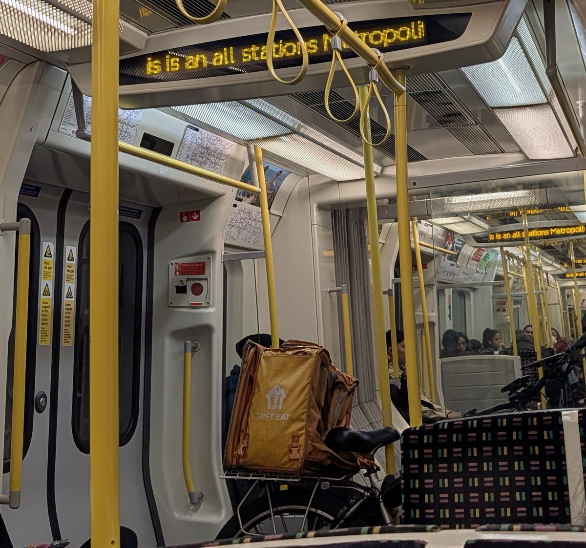 AndyHarrisonMBE's tweet photo. @TfL - How have 2 delivery riders (1 @JustEatUK &amp; 1 @Deliveroo ) been allowed through the gates with electric bikes????

Both got on the Metropolitan Line together at Euston Square https://t.co/zBhiMFW4xd