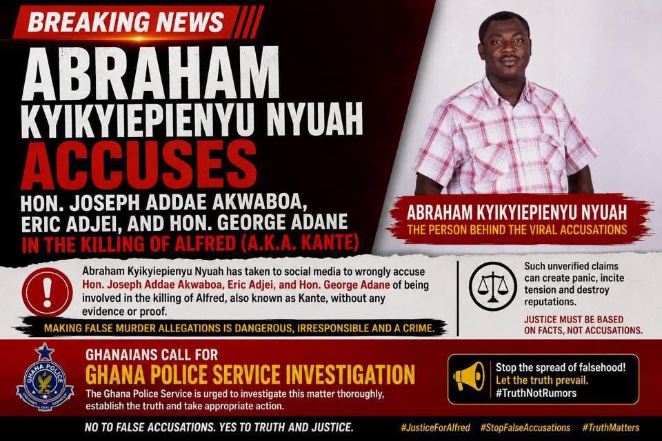 The_waalaboy's tweet photo. False allegations are dangerous and undermine justice.
Let the Ghana Police Service investigate and establish the facts. Say no to rumors, yes to truth. @GhPoliceService
#TruthNotRumors #JusticeForAlfred #StopFalseAccusations https://t.co/ie94hIvZ3G