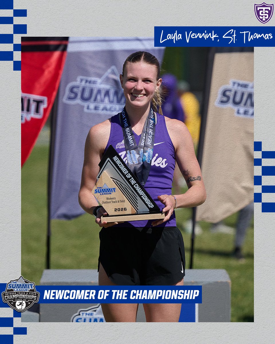 TheSummitLeague's tweet photo. 𝟐𝟎𝟐𝟔 #𝐒𝐮𝐦𝐦𝐢𝐭𝐎𝐓𝐅 𝐖𝐨𝐦𝐞𝐧'𝐬 𝐍𝐞𝐰𝐜𝐨𝐦𝐞𝐫 𝐨𝐟 𝐭𝐡𝐞 𝐂𝐡𝐚𝐦𝐩𝐢𝐨𝐧𝐬𝐡𝐢𝐩

Layla Vennink, St. Thomas
 
#ReachTheSummit x @TommieXCTF https://t.co/hkDFDcEa9t