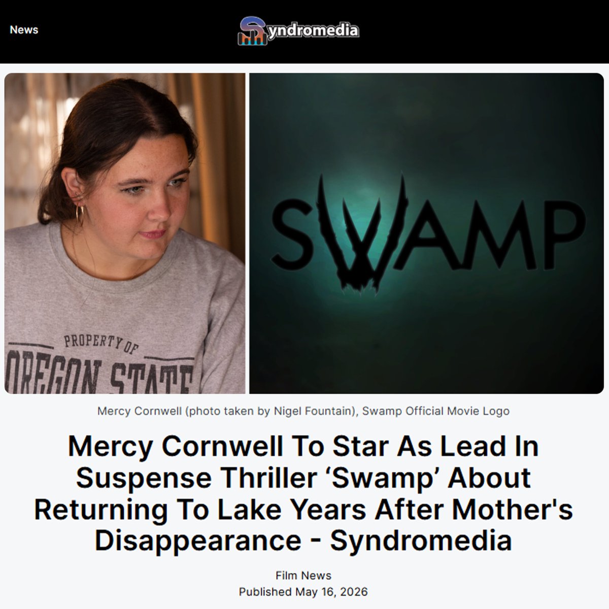 SwampMovieX's tweet photo. Mercy Cornwell To Star As Lead In Suspense Thriller 'Swamp' About Returning to Lake Years After Mother's Disappearance #SwampMovie #FilmNews #IndieFilm @OGSyndromedia https://t.co/gNxdwcauc4