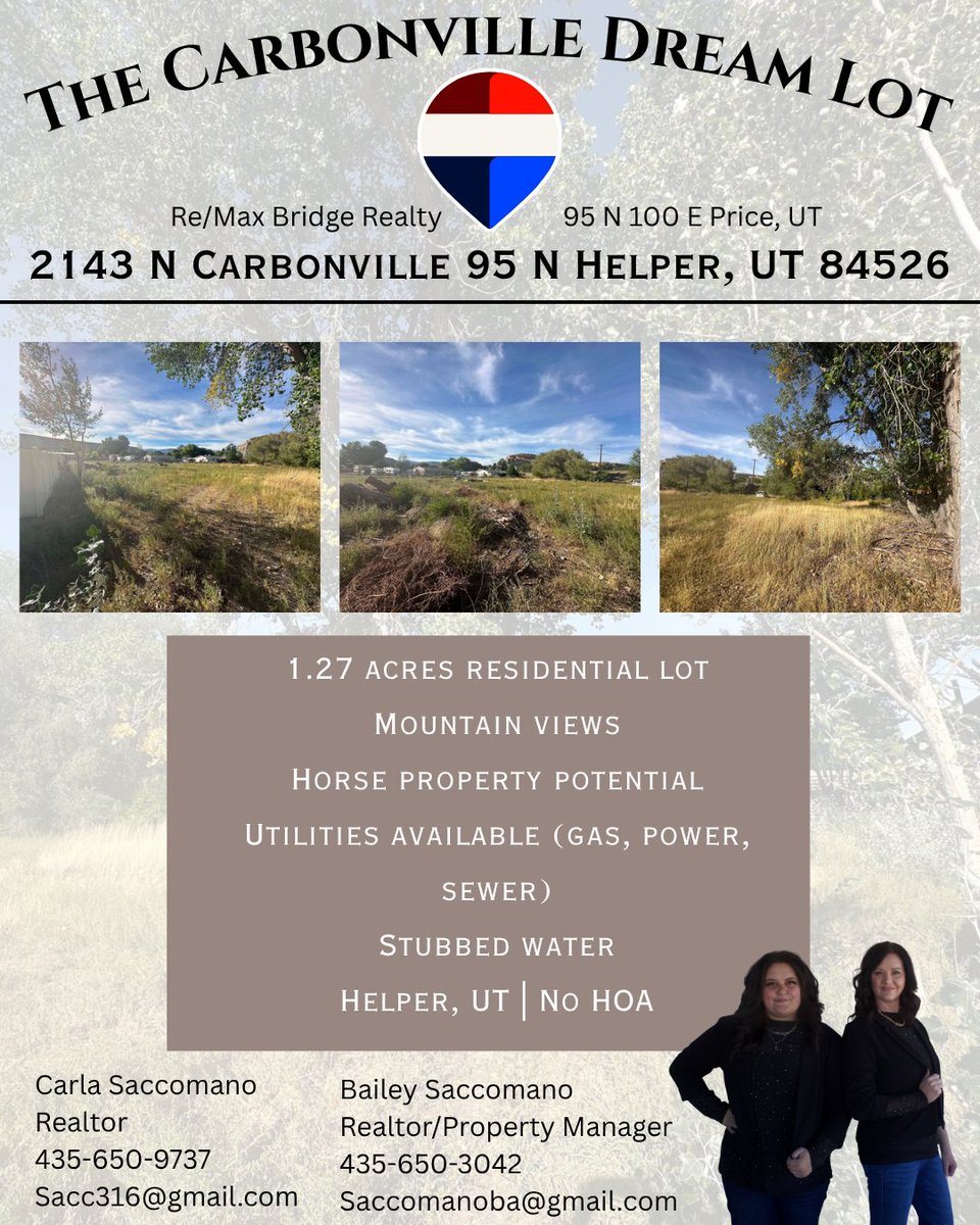 CarlaRealtors's tweet photo. 🌄 Build your dream in Helper, UT!

1.27 acres with mountain views, privacy, and endless potential for your future home or retreat. ✨

🔗 https://t.co/cidvQuVtGG

#HelperUT #CarbonCountyUT #UtahLandForSale #BuildYourDream https://t.co/1D89MoOSEY