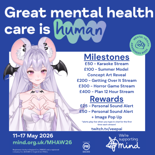veepaivt's tweet photo. It's Mental Health Week! ๐ซถ
Join us as we #CurateForMentalHealth with some Two Point Museum and raise funds for Mind! #StreamForMind https://t.co/liSem4hmGL