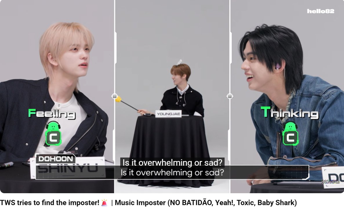 xiaominmoongie's tweet photo. i love how @hello82official let the @TWS_PLEDIS boys have fun playing this game during a super busy promotion period💙#MusicImposter_TWS #TWSxhello82 #TWS #hello82

TWS tries to find the imposter!🚨 | Music Imposter (NO BATIDÃO, Yeah!, To... https://t.co/8qZHR990Kq via @YouTube https://t.co/uMT2hkKBAX