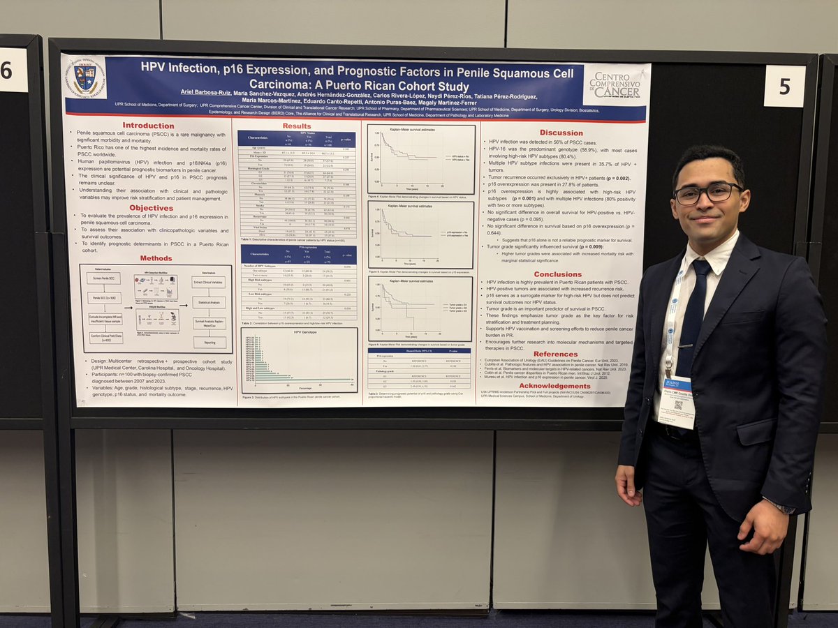 EBA100x35's tweet photo. Honored to present our research on HPV infection, p16 expression, and prognostic factors in Penile Squamous Cell Carcinoma at #AUA26 in Washington, D.C. A Puerto Rican cohort study representing 100 patients and years of collaborative work. Grateful for every mentor who made this possible. 🙏 @AmerUrological #UrologyResearch #PenileCancer