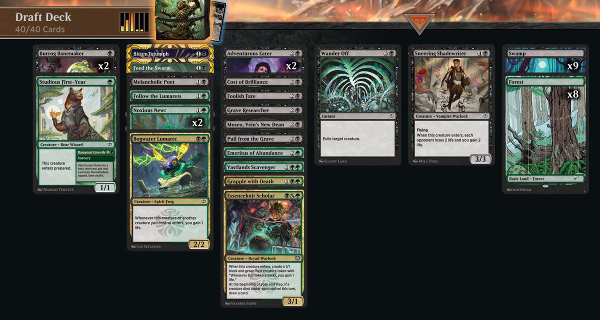 samhuxel's tweet photo. B2B runs? This is maybe one of the most disgusting decks I've ever drafted. Turns out chaining reanimates and regrowthing removal spells every turn is busted. Who would've thought. https://t.co/tyjmLNNI5A