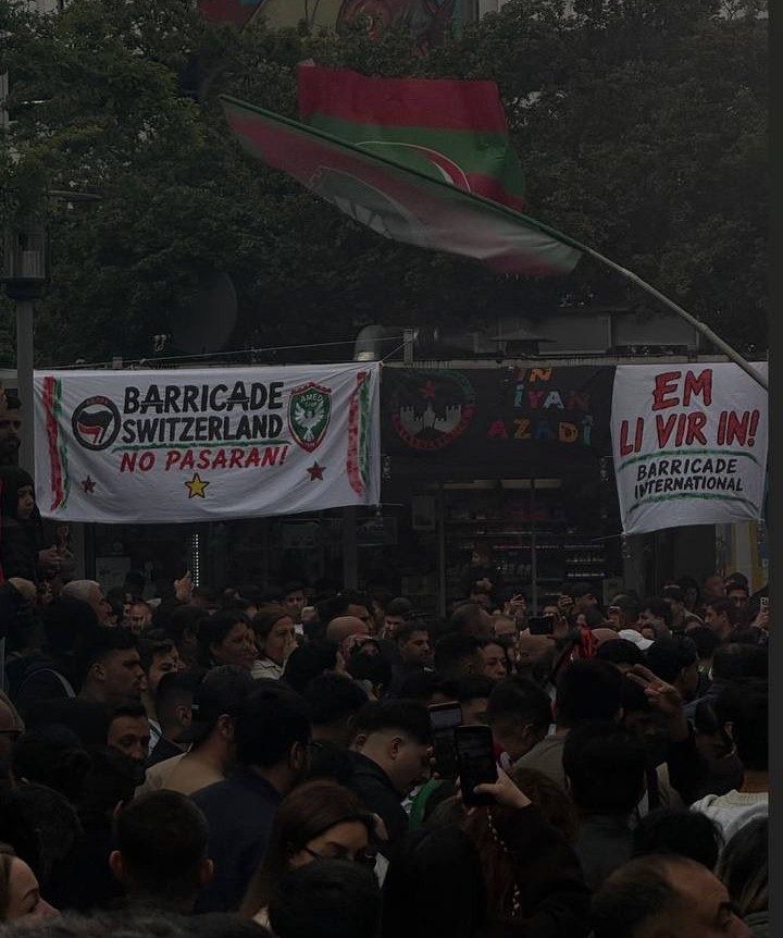 ultras_antifaa's tweet photo. Antifascist-symbol banners belonging to the Barikat group were also seen at Amedspor’s store opening in Hanover. https://t.co/5mk5406HEY