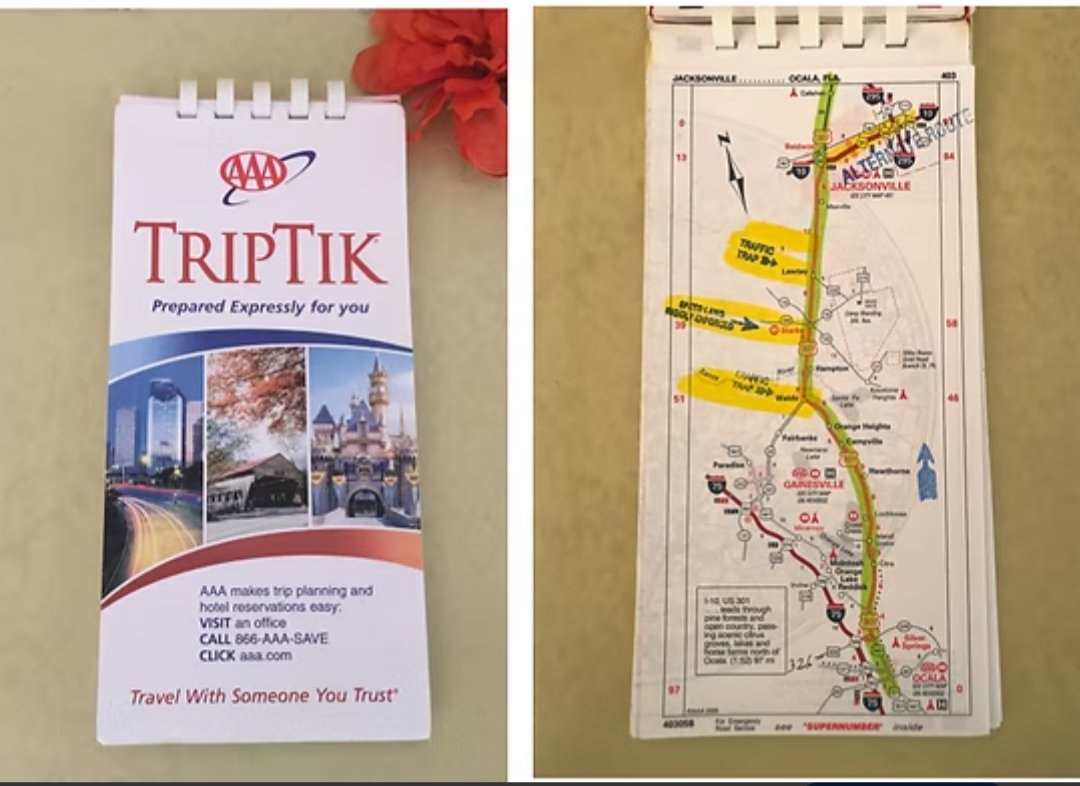 RedoubtShari's tweet photo. Nah, I am older than MapQuest. We loved the AAA TripTik! https://t.co/TMLUpWI7Gl
