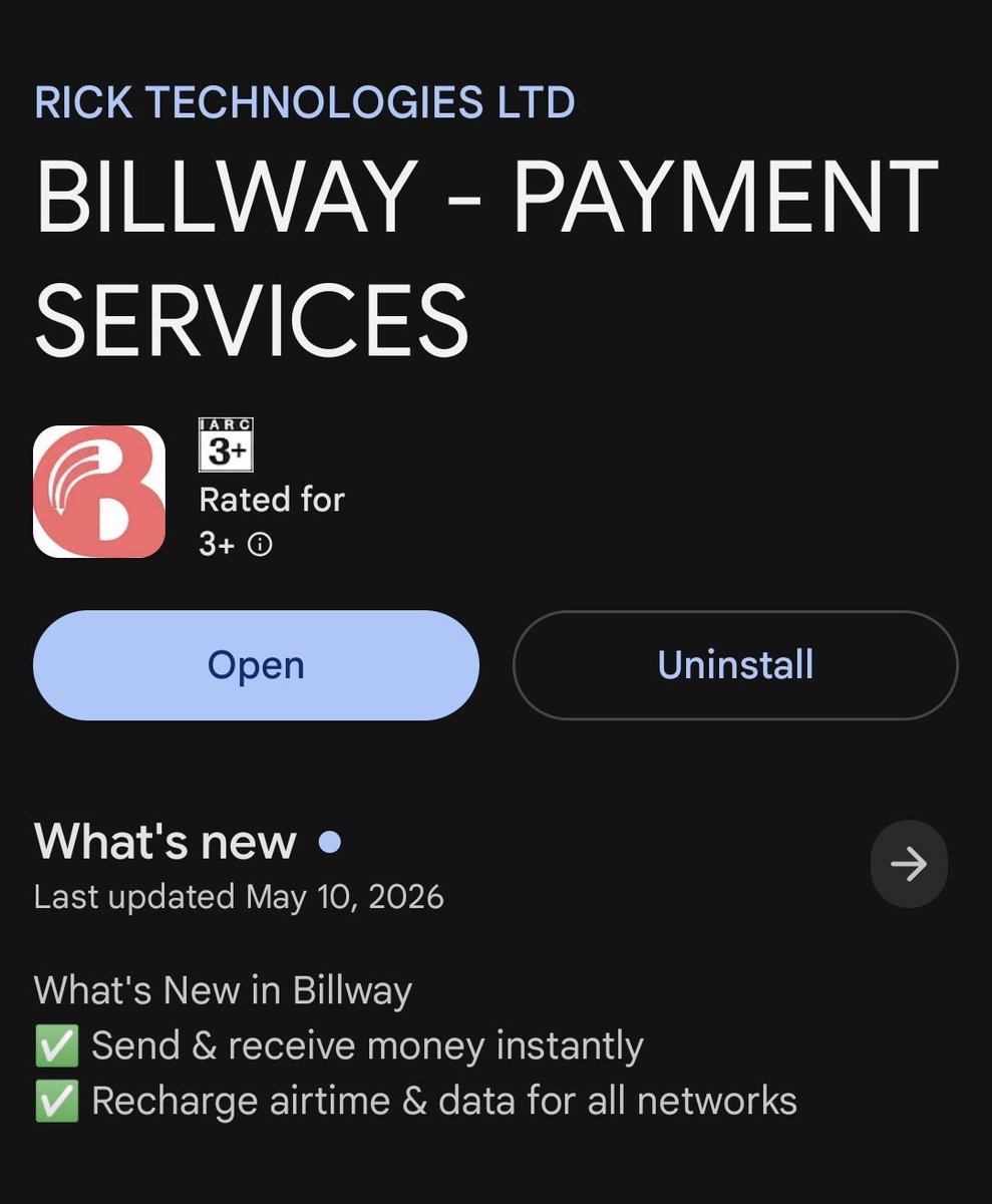 IEngrRick's tweet photo. Billway is now live on Google Play Store and Apple App Store.
Simplifying payments, contributions, and informal transactions with speed and transparency.
Download now and start using Billway. https://t.co/LFygPggib6