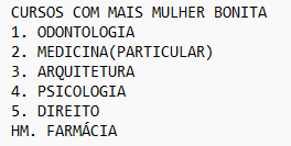 armeidak's tweet photo. lista de cursos com mais mulher bonita atualizado 2k26
discorda=leigo https://t.co/j5DQIvcbvl