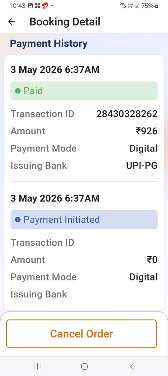 manjun199's tweet photo. @IndianOilcl I have booked gas on 3/05/2026 and also paid the cylinder amount and not getting DAC number still now there is no update https://t.co/TIQXGQIgw3