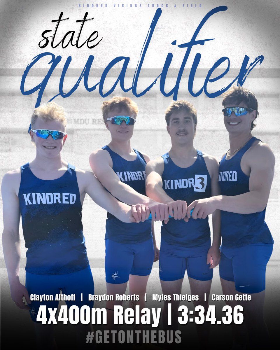 khstrackfield1's tweet photo. 💥STATE QUALIFIER💥
🥈 2nd PLACE 🥈

We switched up two legs of the 4x400m Relay, took 2nd place and ran a SQ time! Great job guys! 🙌🏻

🏆 4x400m Relay
🥇 Clayton, Braydon, Myles, Carson
⏰ 3:34.36

#getonthebus https://t.co/wwTeH12BVe