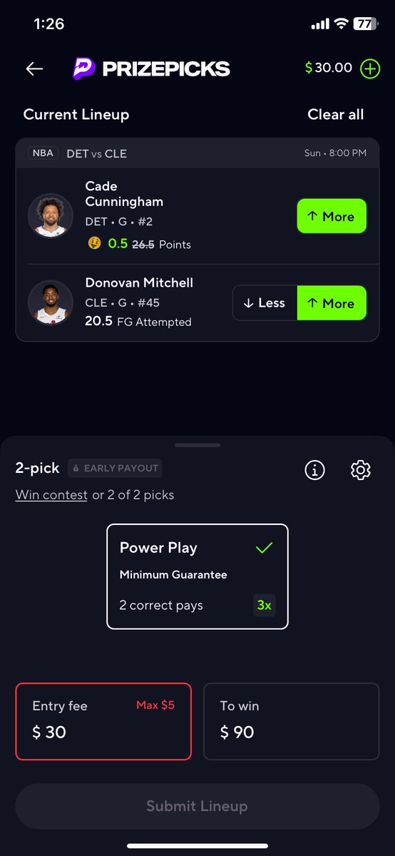 BraxtonYt48's tweet photo. @PrizePicks  why I getting a 5 Dollars limit!!!? https://t.co/xzNbUxdH7F