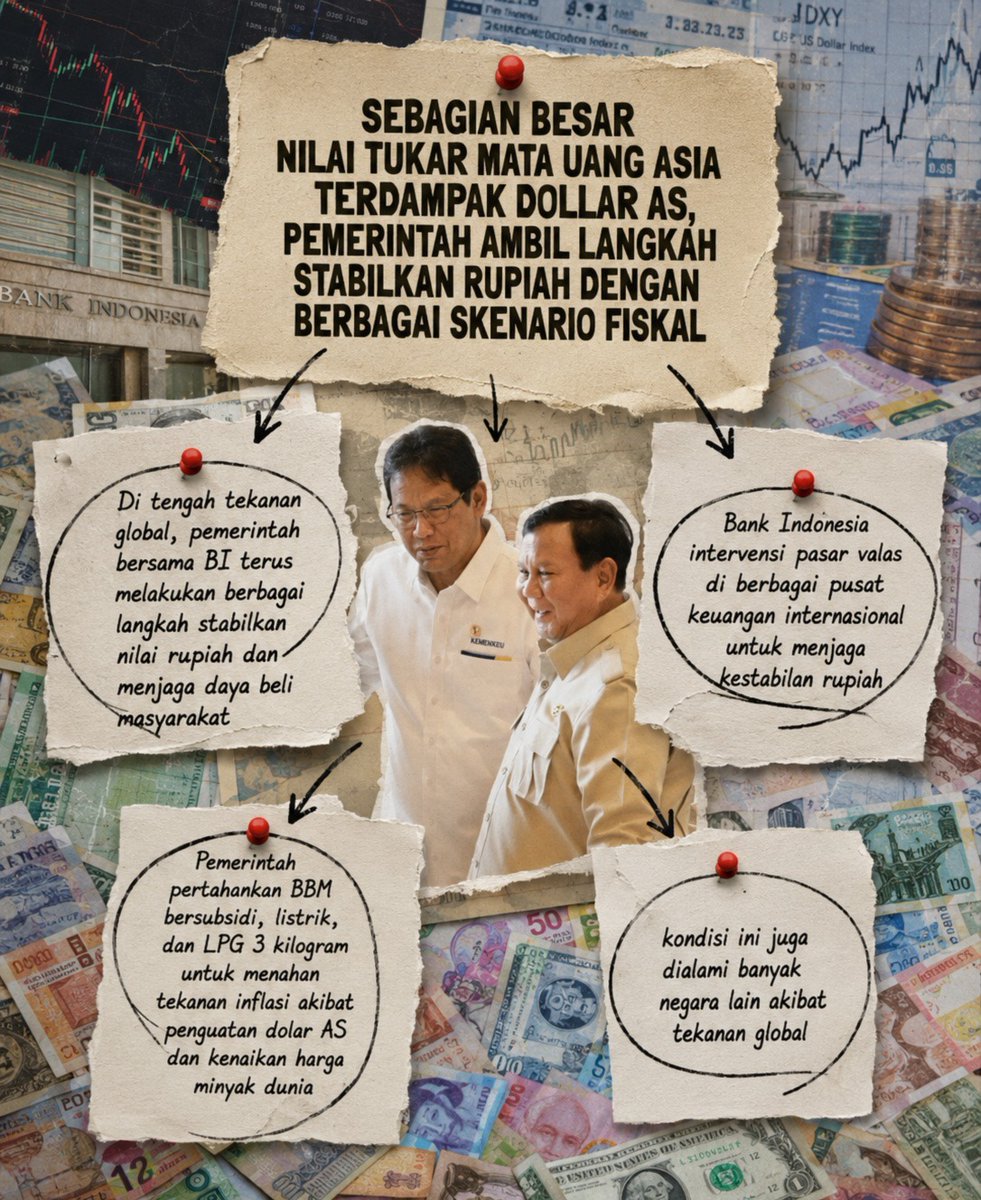 pagisendja's tweet photo. Tekanan dolar AS bukan hanya menekan rupiah, tetapi juga banyak mata uang Asia. Karena itu, skenario fiskal rupiah dan pengelolaan #UangKita perlu menjaga kurs, inflasi, serta daya beli masyarakat. https://t.co/SFTOXualh8