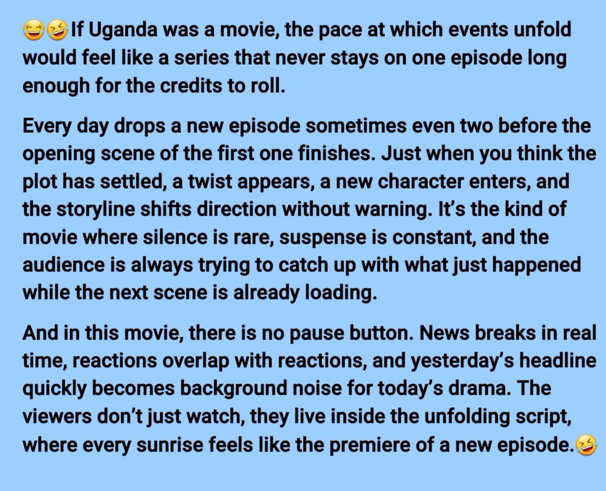 KambX7's tweet photo. @SamsonMKasumba Sam , This is Uganda we're in. Real drama 😂 https://t.co/B4w3dHOCqw