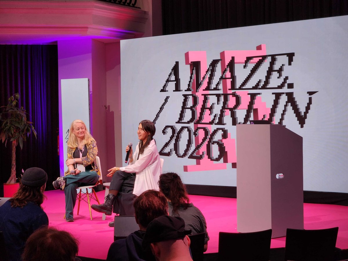 YotsubaInt's tweet photo. Our CEO Miya just gave a talk at AMAZE Berlin 2026 with Andrea Brasch from Studio IDUN about publishing intimate narratives. so proud to see this dialogue happen. 💜

#IndieGames #NarrativeGames #ArthouseGames #AMAZE2026 #YotsubaInteractive #StudioIDUN https://t.co/30xXvT2tL2