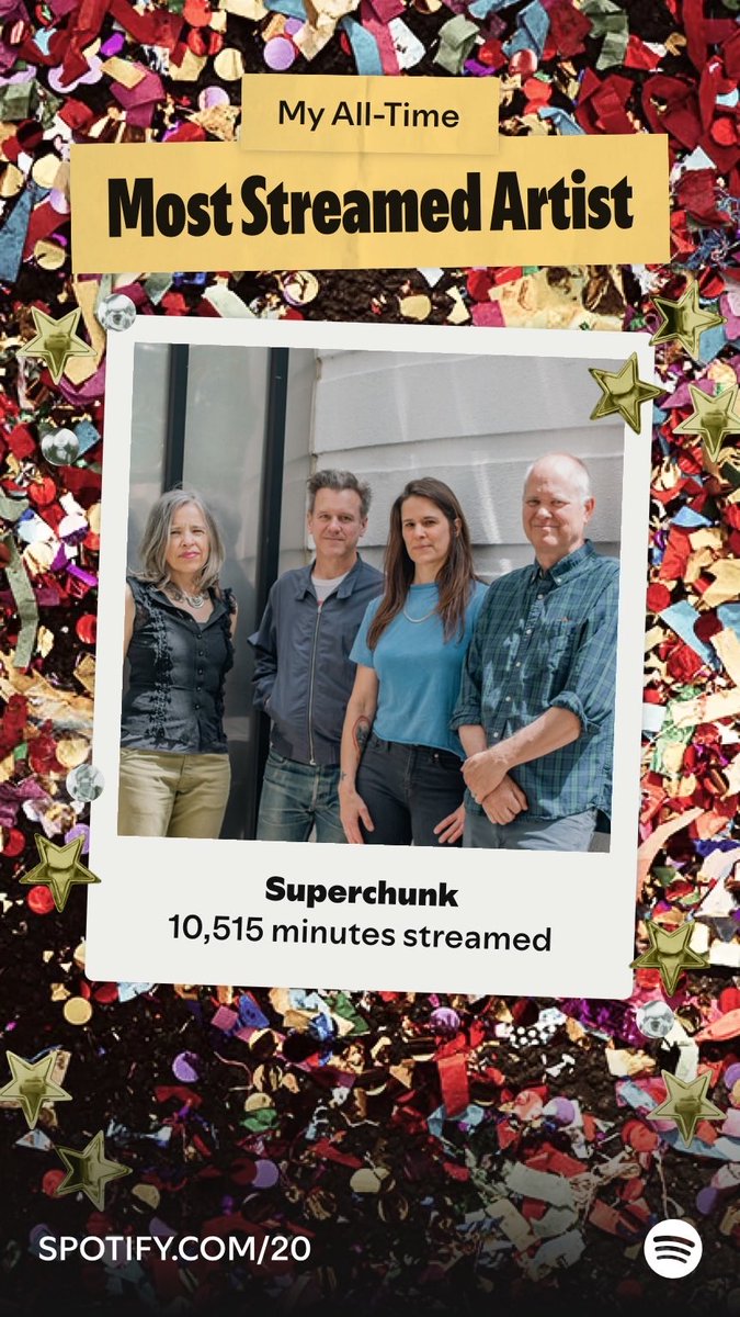 HeyJesscJesse's tweet photo. Superchunk is my all-time most streamed artist on Spotify, since 3/8/18. Go find out yours at Your Party of The Year(s)! 

Not surprised. They are my all time favorite band with an amazing catalog. https://t.co/Wck2hZP82I https://t.co/83oJJT2udR