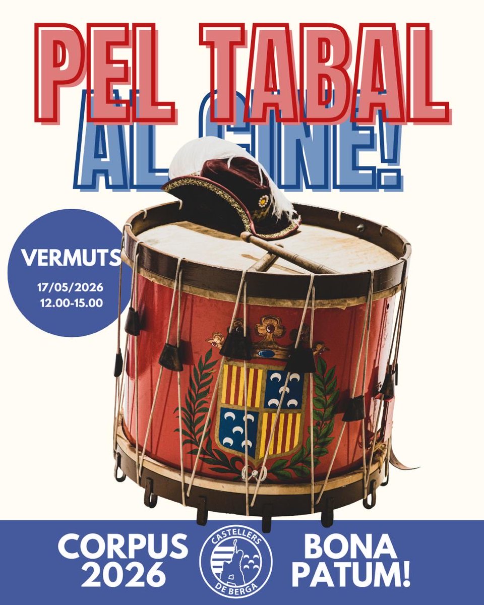 cdberga's tweet photo. 🥁 Pel 𝗧𝗔𝗕𝗔𝗟, al Cine!

#castellersdeberga #cdberga #ambelcinehiguanyemtots #temporadadecine #Patum https://t.co/cvdaEy12gs