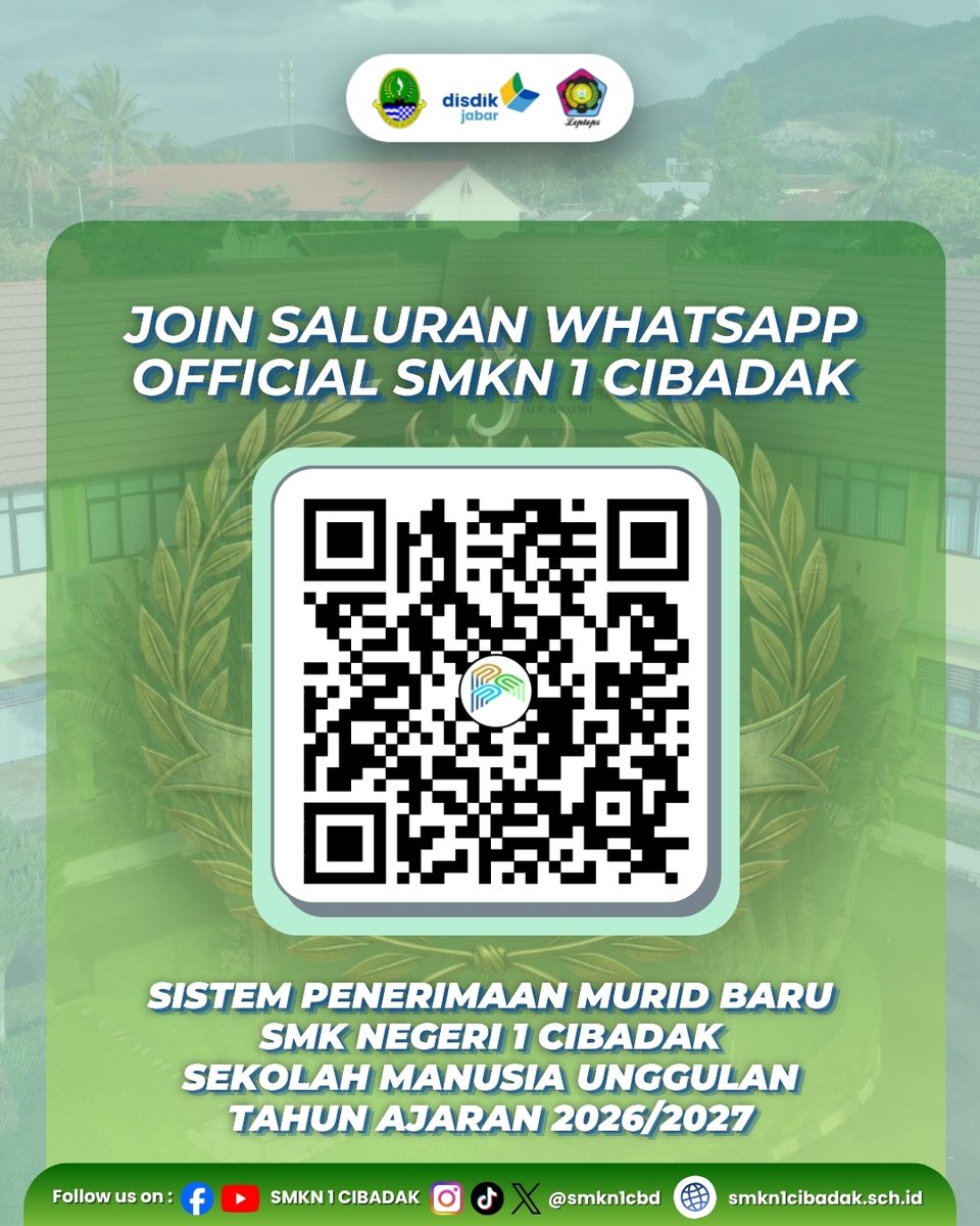 smkn1cbd's tweet photo. Join Saluran WhatsApp Official SMK Negeri 1 Cibadak untuk informasi mengenai SPMB SMK Sekolah Maung di SMKN 1 Cibadak.

Jangan lupa hari ini kita live sebentar lagi! Tepat nanti di jam 13:00!

#pancawaluya
#gerbangpancawaluya #jabaristimewa
#smkjabaristimewa #smkbisasmkhebat https://t.co/cNd50JCFOc