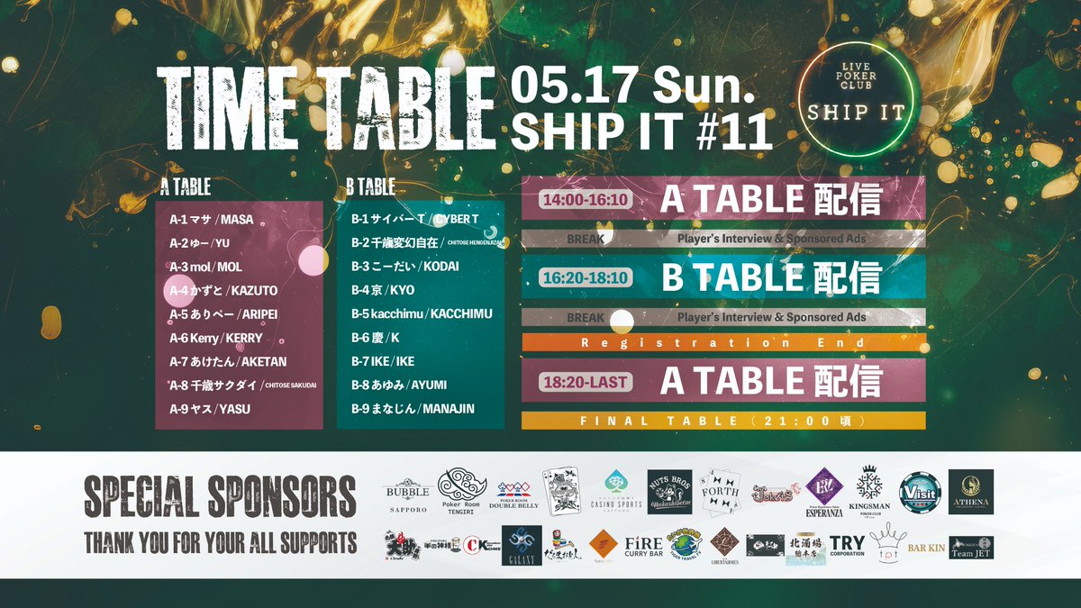 SHIPIT_Poker's tweet photo. ／
💫優勝予想的中で20,000山分け💫
🎖️Guest Player “ありペー”氏参戦中‼️
🎥SHIP IT # 11 配信スタート▶️
＼

👇道内屈指のポーカーライブをチェック👇
https://t.co/92RqSRsAWb

🔥【参加方法】🔥
① この投稿を
▶️「引用RP＋いいね」

② 引用RP内に
▶️【予想優勝者】＋【応援メッセージ】を記載
※プレイヤー名の明記をお願いします❗️

③ 当Xアカウントをフォロー

④ YouTubeチャンネルを登録

⏰応募締切：レイト終了【18:25】まで❗️

的中者で20,000円を山分け💴✨
みんなの予想で配信を盛り上げよう🔥