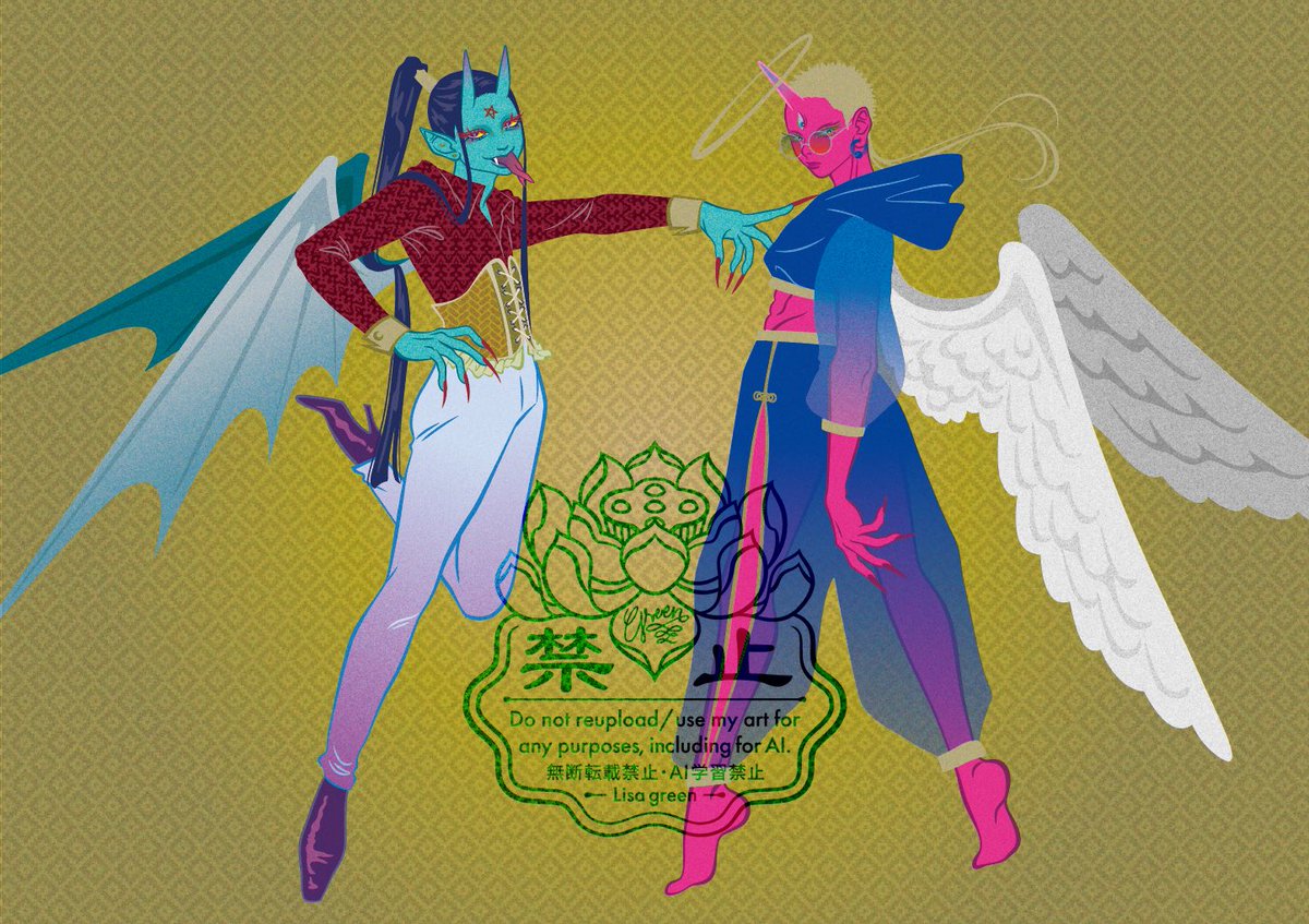 RT @Lisa_9reen: 【 天獄 】 #天使 #悪魔 #Angel #Devil #イラレ