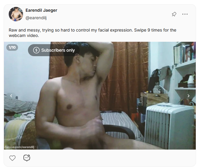 EarendilJ's tweet photo. Trying so hard to control my facial expression in this Fanvue video while I imagine my nipples and my cock getting sucked. Links in bio. #NSFW #alterpinoy https://t.co/DvUPcoO2gb