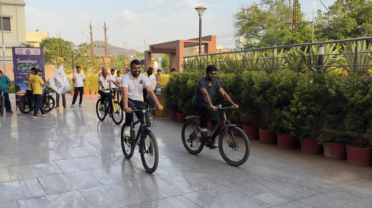 UdaipurGst's tweet photo. CGST Udaipur enthusiastically participated in the “Fit India Campaign-2026” under the theme “Sunday on Cycle” organized on 17.05.2026, promoting fitness, wellness, and an active lifestyle among officers and staff.
#FitIndiaMovement  #CGSTUdaipur #FitIndia2026 #CBIC https://t.co/IXNANG3NhQ