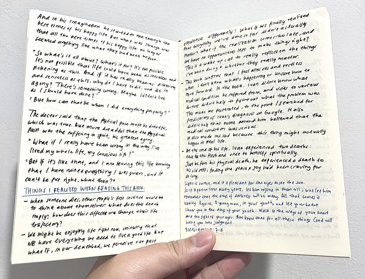 elisabetguwanto's tweet photo. bentuk analytical yg biasa aku terapkan (kalo lg niat) tuh kayak gini:

- quotes favorit dr buku/artikelnya
- perasaan/pikiran yg muncul selama baca 
- review/analisis org lain
- quote eksternal yg relevan dengan temanya (in this case, dr Alkitab) https://t.co/w2i8f6OvkM