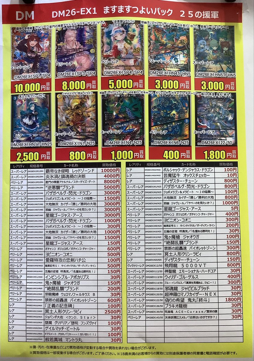 ✨️トレカ高価買取情報✨️】 本日14時時点の #デュエルマスターズ