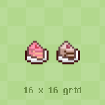 SyntaxesOfPlay's tweet photo. Top-down house free assets
Dessert update! Strawberry cream and chocolate vanilla 🍰
#gamedev #indiedev #PixelArt #ドット絵 https://t.co/ZUom3Tq6m0