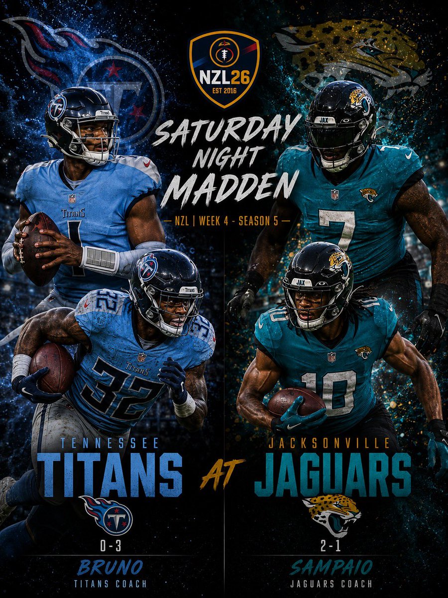 BrasilFA_'s tweet photo. 🔴LIVE: https://t.co/o54Z80s27T

NZL | W4 - S5
Titans 0-3 at Jaguars 2-1 https://t.co/TO8TAuxBsg