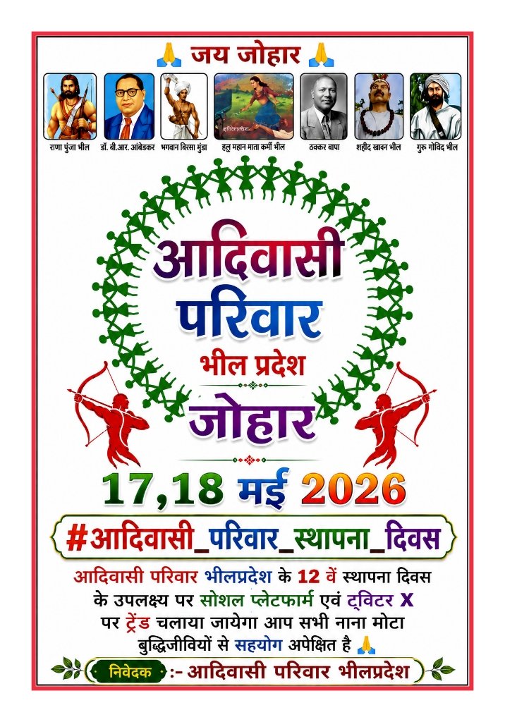 VimalNanom81847's tweet photo. आदिवासीपरिवार का 12स्थापना दिवस पर करोड़ोंकरोड़ों नमन् जोहार 
आदिवासी बर्थ-डे नहीं मनाकर साल भर कि राशि मोड़ीमताई जंगल में जीव-जंतुओं के लिए जलकुंड बनाया धन्यवाद जोहार 
भीलप्रदेश के भीलणभीलगणवीरो को करोड़ोंकरोड़ों नमन् ऐसी पहल आदिवासी ही कर सकता है 
#आदिवासी_परिवार_स्थापना_दिवस https://t.co/WtScJhWpqo