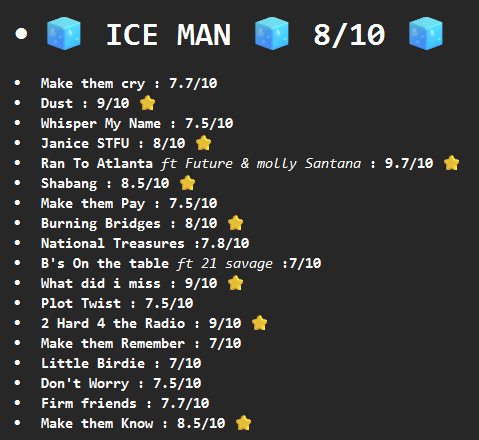 PrismoCreate's tweet photo. WHAT you guys think on this ICE MAN ALBUM RATING 🧊?? 8/10 ? 

GOOD or TRASH ? https://t.co/C8lii5IGE4