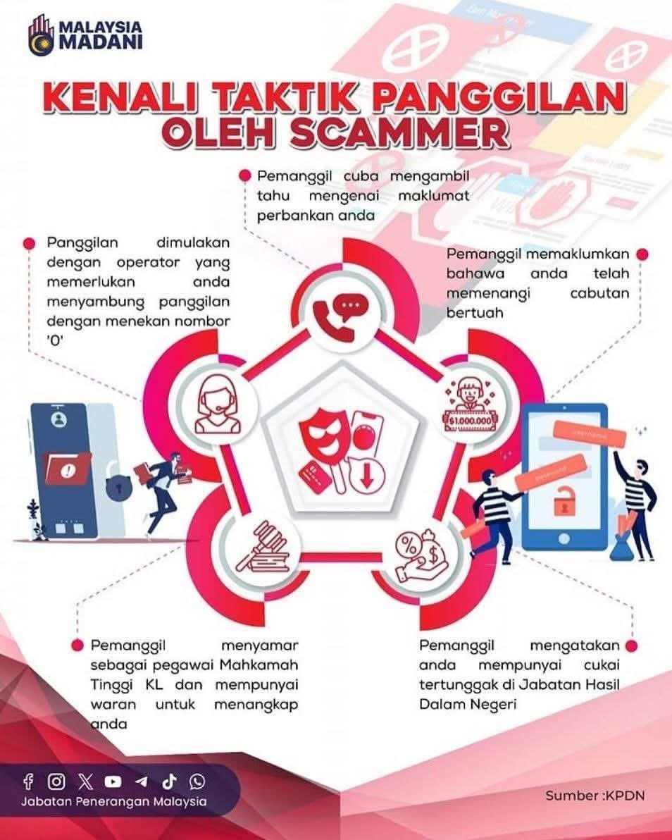 JPenerangan's tweet photo. Scammer sentiasa menukar taktik untuk mengelak dikesan dan memperdaya mangsa. ⚠️🎯

Jangan mudah percaya — sentiasa semak dan berfikir sebelum membuat keputusan. 🔍💡

#RancakkanMADANI
#MADANIBekerja
#TaatSetia
#JabatanPenerangan https://t.co/ObpDSLWhue