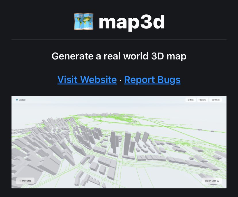 ✔︎ map3d : 都市名を入力するだけで実世界比例の3D都市モデルを生成