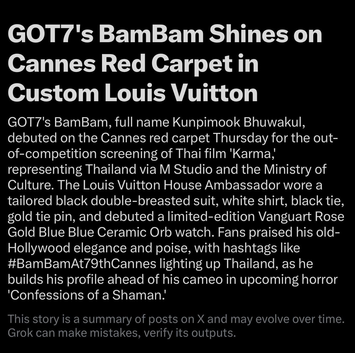 alahof's tweet photo. ข้อมูลครบถ้วน ✨👏🏻

 #BamBamXCannes2026
#Louisvuitton 
@LouisVuitton @Pharrell https://t.co/Fq4X1dr13v