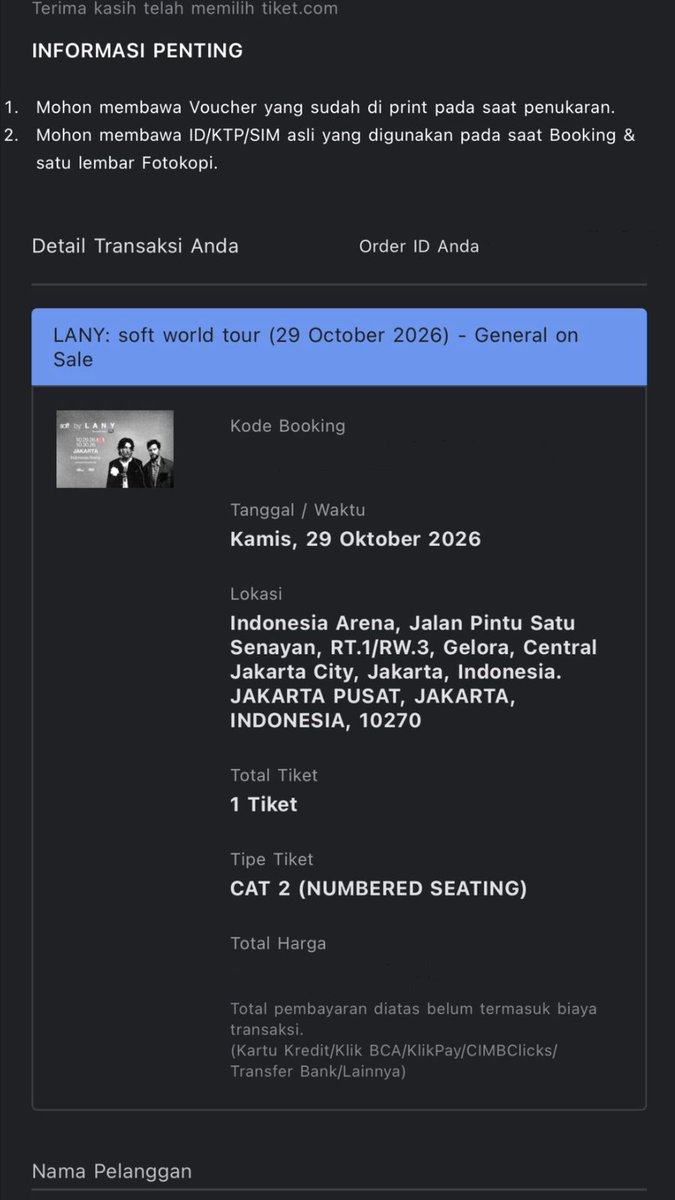 denctist's tweet photo. want to sell tiket konser LANY cat 2A day 1 tanggal 29 oktober 2026, harga dm aja https://t.co/JUX9J0wh4g