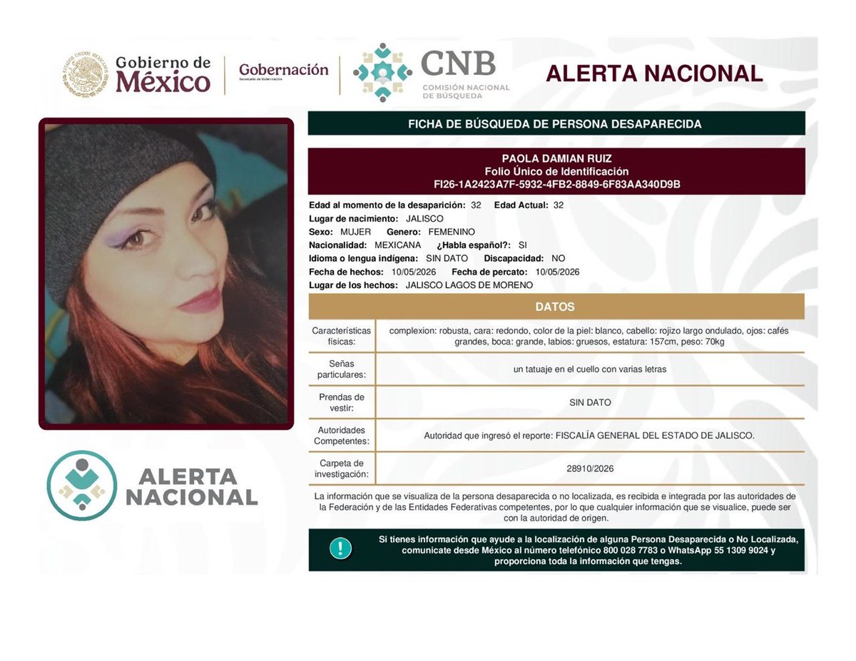 ALERTA AMBER JALISCO tweet media