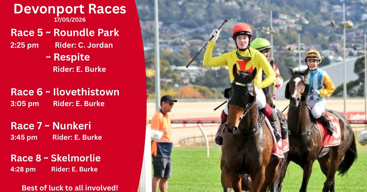 TrinderAdam's tweet photo. We have 5 runners heading to the races at Devonport today! 

Goodluck to all involved 🐎 https://t.co/dkaJNiTo4r