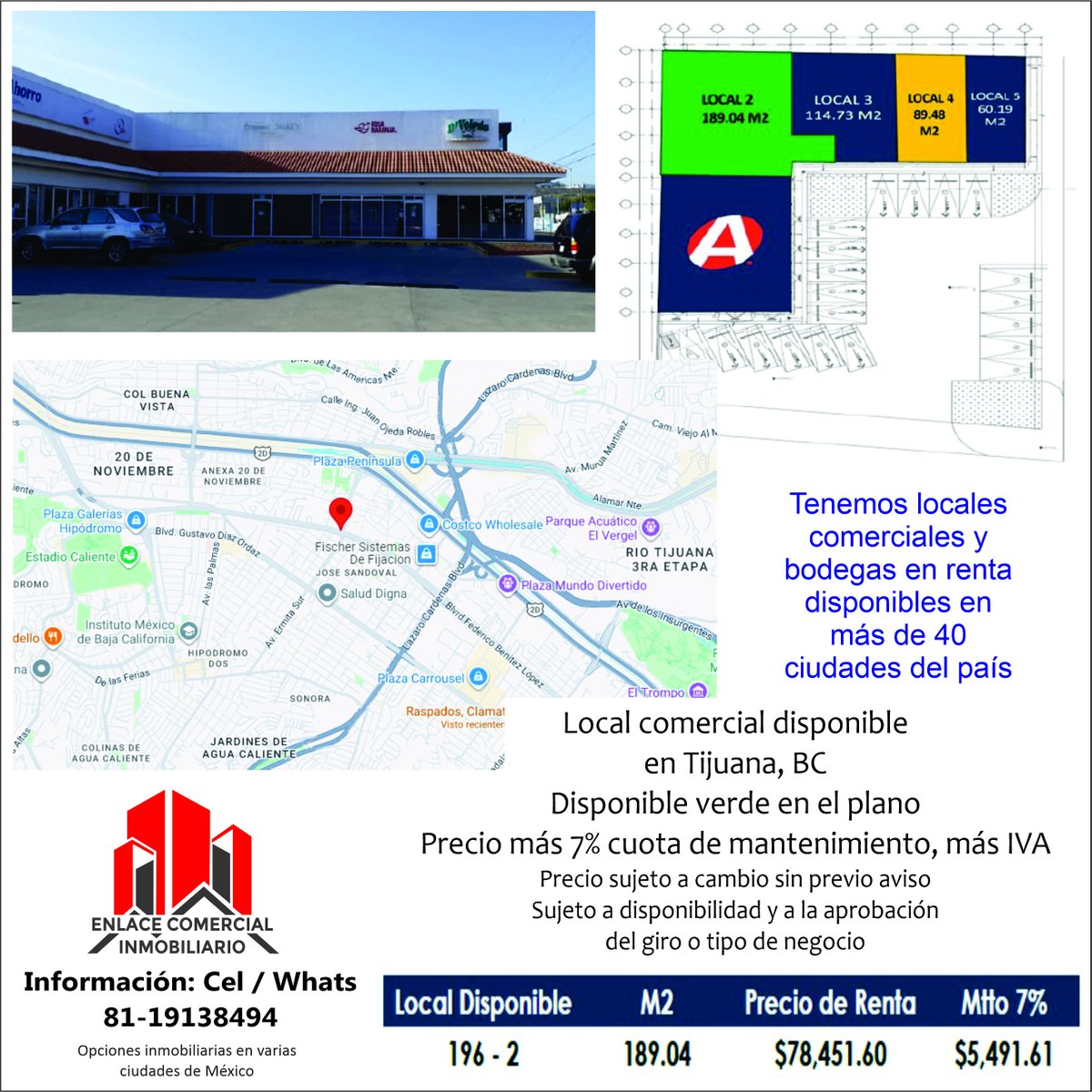encommexico's tweet photo. Se renta local en Tijuana BC - 189 metros cuadrados, vea costo en la imagen
Más detalles al Cel/WhatsApp: 8119138494
Lic. Jaime Castellanos / Enlace Comercial Inmobiliario
En este enlace puede ir a nuestro WhatsApp:
https://t.co/l9jDfBrsEL https://t.co/efyj2AWWmP