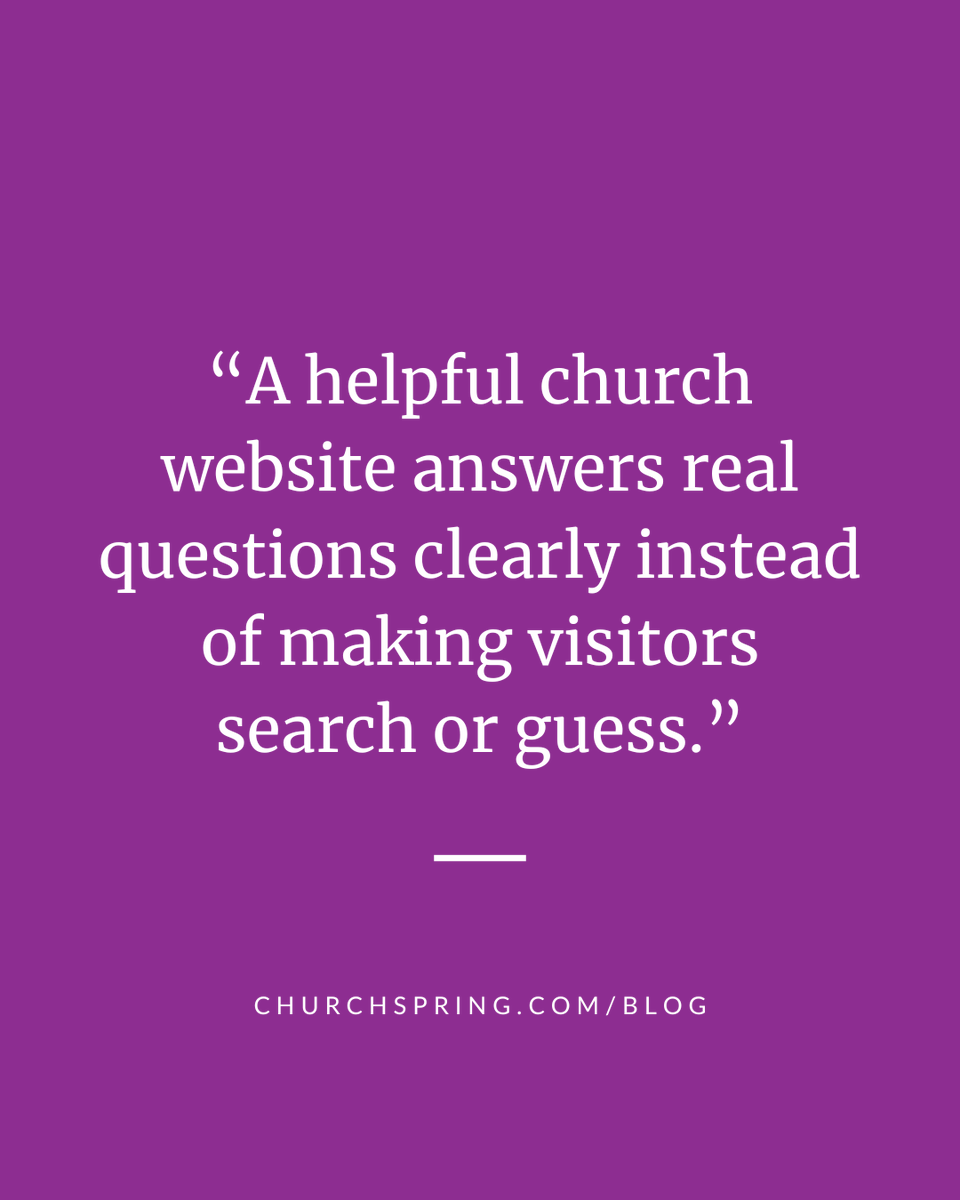 ChurchSpring's tweet photo. A helpful church website answers real questions clearly instead of making visitors search. Improving your church website means removing confusion, not adding more content.

Read more at → https://t.co/Fw4VsLNeaG

#churchwebsite #digitalministry https://t.co/wELJRPWHw3