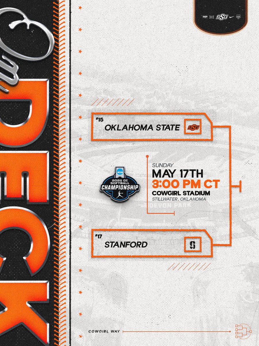 cowgirlsb's tweet photo. It'll be Cowgirls vs. Cardinal in the NCAA Stillwater Regional final 📝

*OSU will be the designated visiting team in tomorrow's contest. TV designations will be announced when made available.* 

🎟️ https://t.co/b2Fed5xRJH

#GoPokes | @OSUAthletics https://t.co/gDJRbsIrkU