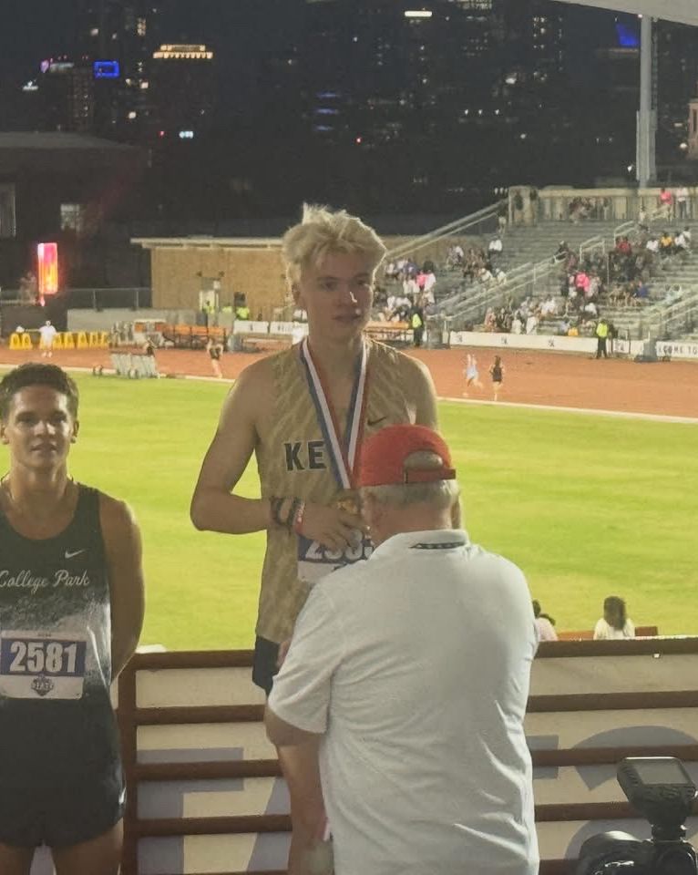 KHSBooster's tweet photo. Congratulations to Keller's Anthony Abeyta finishing 3rd in the 1600 at the UIL 6A Track and Field State Championship! https://t.co/n3o9Gph1do