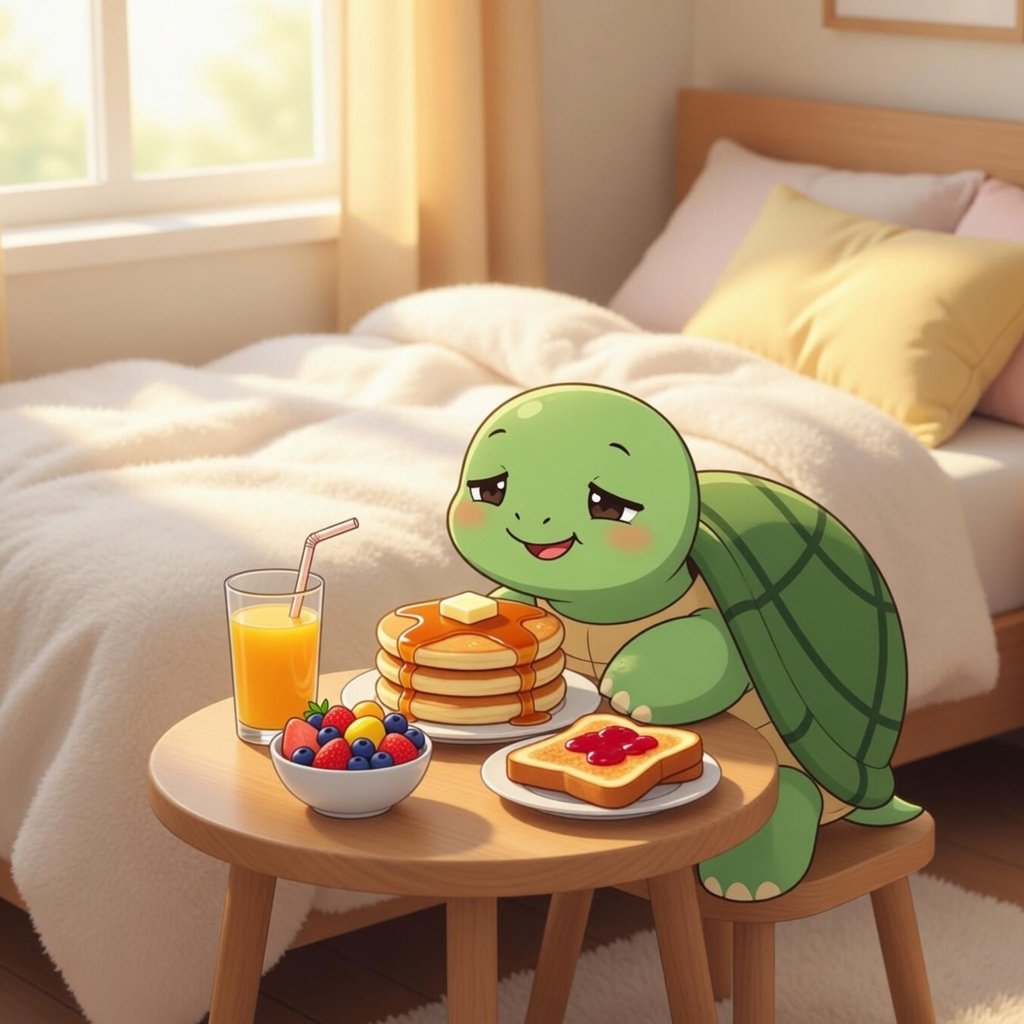5月17日 今日は、のんびり起きてブランチ🥞☕ まだネムイ🦆ｶﾓ… みんな
