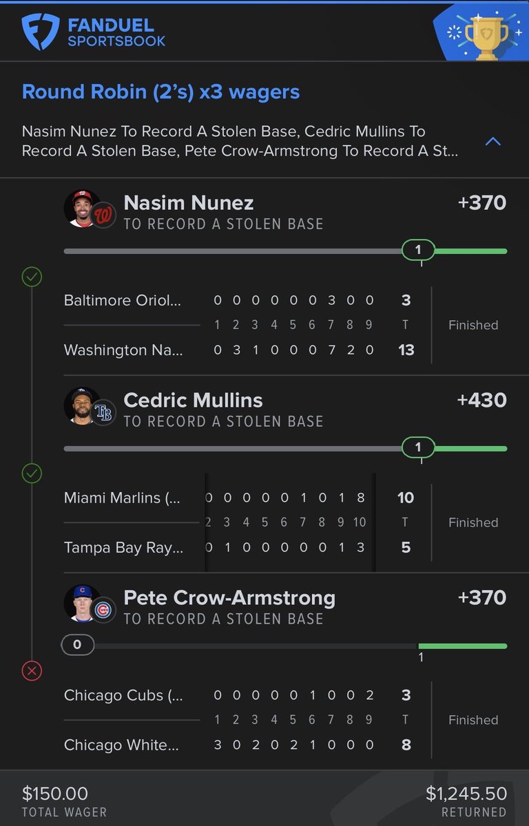 BTBSupport's tweet photo. Nunez x Mullins stolen bases 💨 💨 

(@CamdenCaps) 🧢 

+2391✅

$150 👉 $1,245 💰💰 

The team is COOKING MLB 🔥 🔥 

🔗 https://t.co/YDd6W3qTfJ https://t.co/aY6NlaanmH