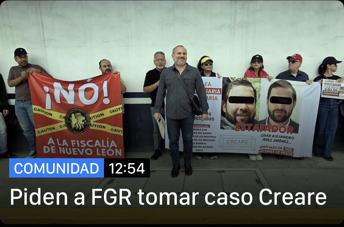 RRamirezPompa's tweet photo. Cada vez más cerca de la verdad y la justicia ! 

…… “”Unos cien afectados por la inmobiliaria Creare se manifestaron este sábado en la sede de la Fiscalía General de la República en Escobedo y pidieron a la delegación tomar el caso.

Ante la falta de respuesta y avance por parte de la Fiscalía estatal, los afectados firmaron un documento que fue entregado por el abogado Raymundo Ramírez Pompa a la delegación federal.””

Nota 👇🏽

Piden a FGR tomar caso Creare
https://t.co/pw9bgE8Knp

#fiscalianuevoleon #SCJN #FGR #PJENL