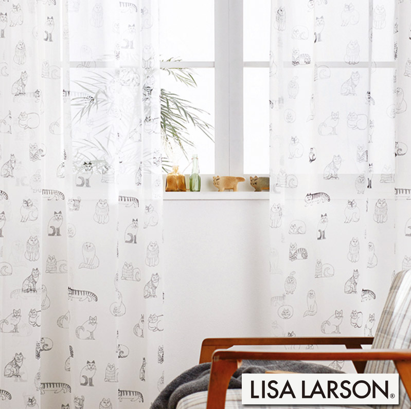 livlovlov's tweet photo. 猫、猫、猫、猫だらけ！北欧のデザイナーLISA LARSON（リサ・ラーソン）がスケッチした手書きの猫たちをプリントしたレースカーテン。コケティッシュな猫たちの楽しい世界感で日常にやさしさと楽しさを https://t.co/v0Izoi7w3W #猫レース #オーダーカーテン https://t.co/ODYmjSmOGH