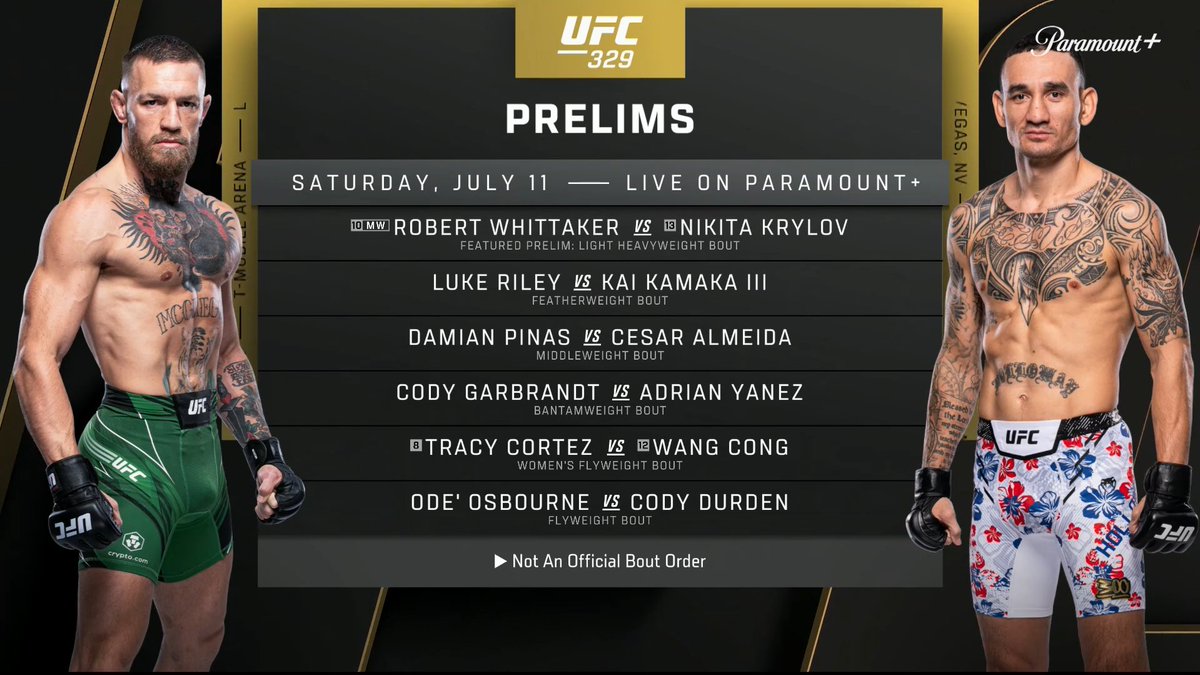 TradePunches's tweet photo. UFC 329 JULY 11th INTERNATIONAL FIGHT WEEK! 
Absolutely action packed stacked card. It is really paying off to be a UFC fan in 2026 😇

#UFC329 #McGregor