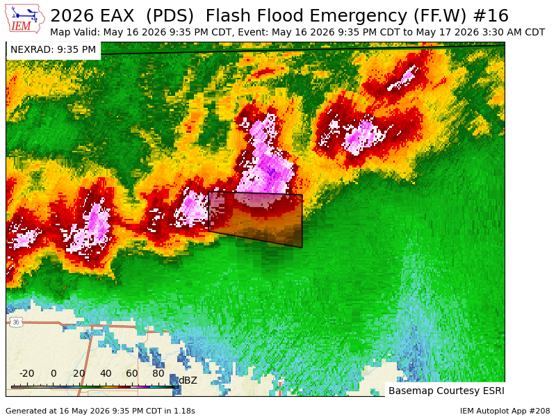 PWXForecasting's tweet photo. EAX issues Flash Flood Emergency [flash flood: observed, flash flood damage threat: catastrophic] for Grundy [MO] till May 17, 3:30 AM CDT https://t.co/tcETDhNZNl https://t.co/rnPdjT55Rq