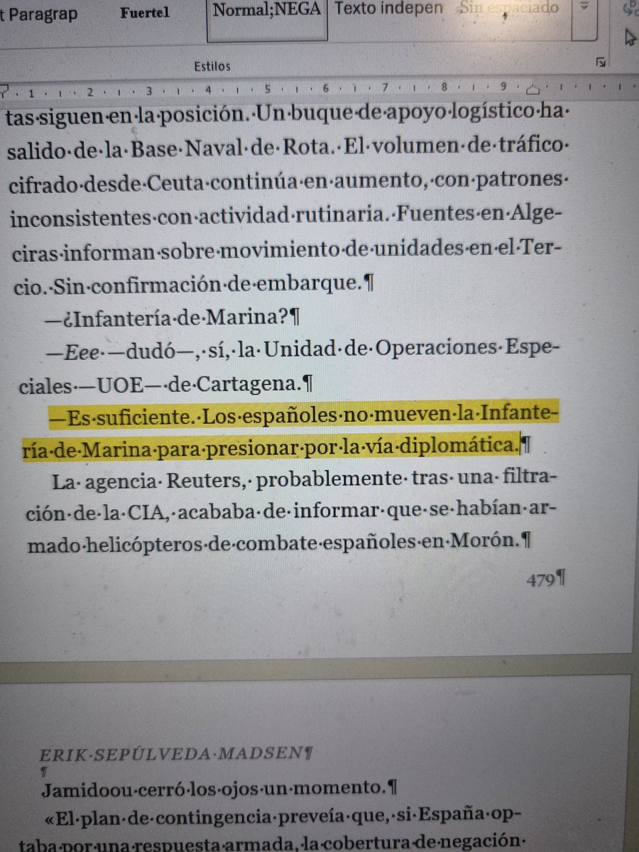 Subof_Mayor's tweet photo. @MisterCromer Hola. Disculpa si no se entiende bien, culpa mía por haber separado en 2 páginas las oraciones independientes coordinadas por yuxtaposición:
"Los españoles no mueven la Infantería de Marina para presionar en vía diplomática. Lo hacen para usarla."
Gracias por tus comentarios🇪🇦 https://t.co/QGD7ugZsA8