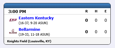 11point7's tweet photo. Was going to tweet 'Welcome to Postseason College Baseball' but Eastern Kentucky and Bellarmine decided to be the only teams in the country to play a regular season game tomorrow. https://t.co/hGzu9at9O3